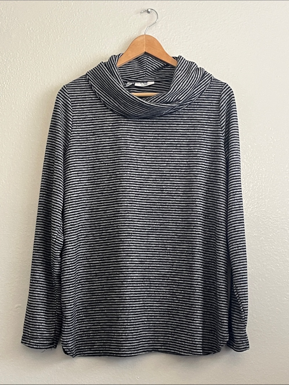croft & barrow Black and White Striped Cowl Neck Sweater